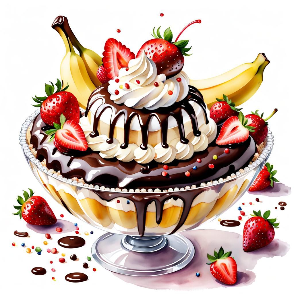 banana split sunday in crystal bowl