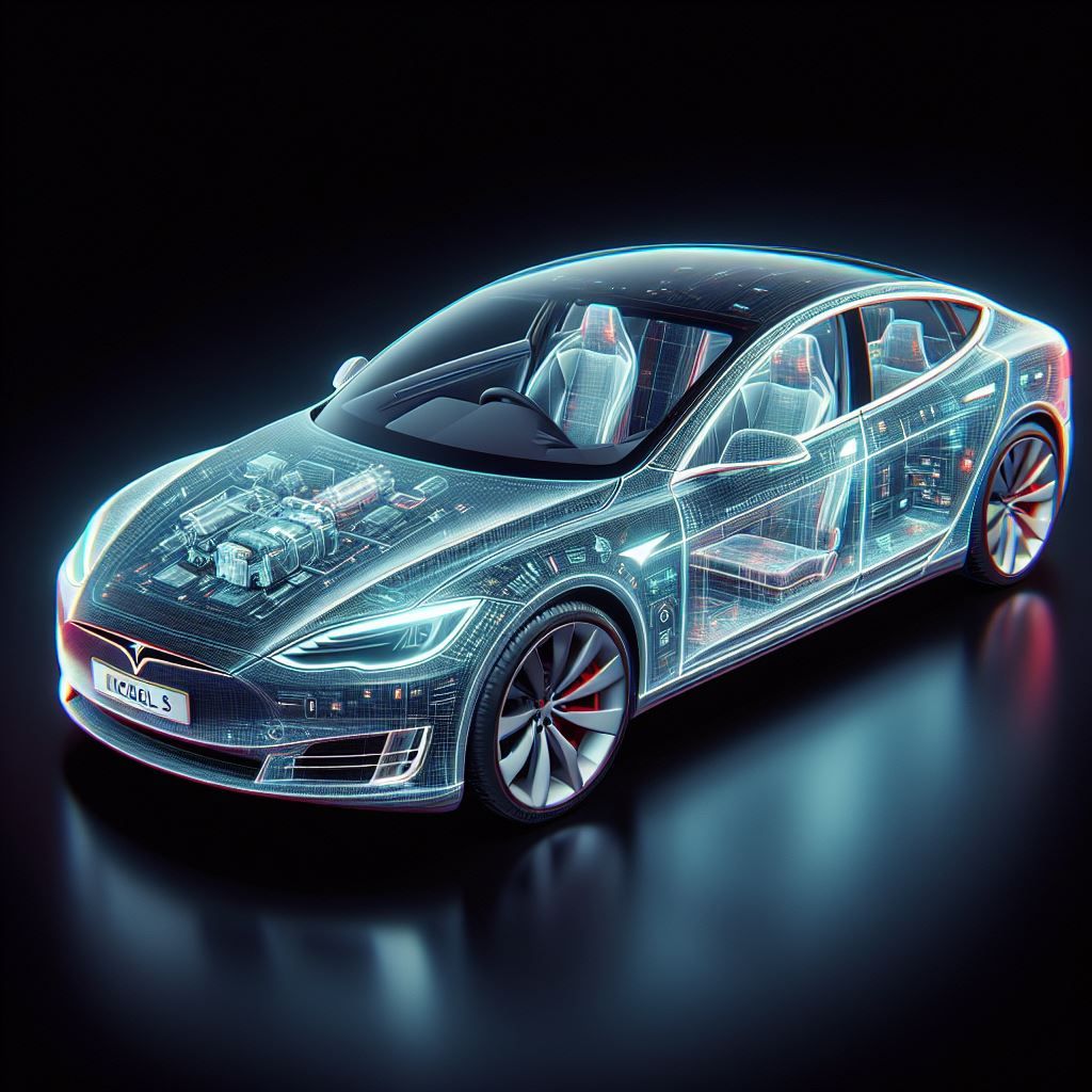 Holographic Tesla Model S - AI Generated Artwork - NightCafe Creator