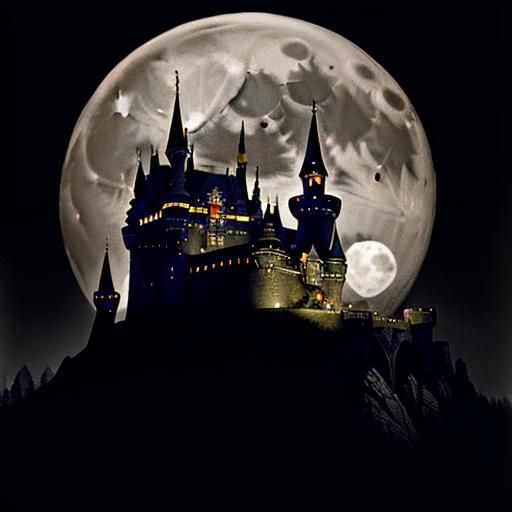 Princess's castle at full moon