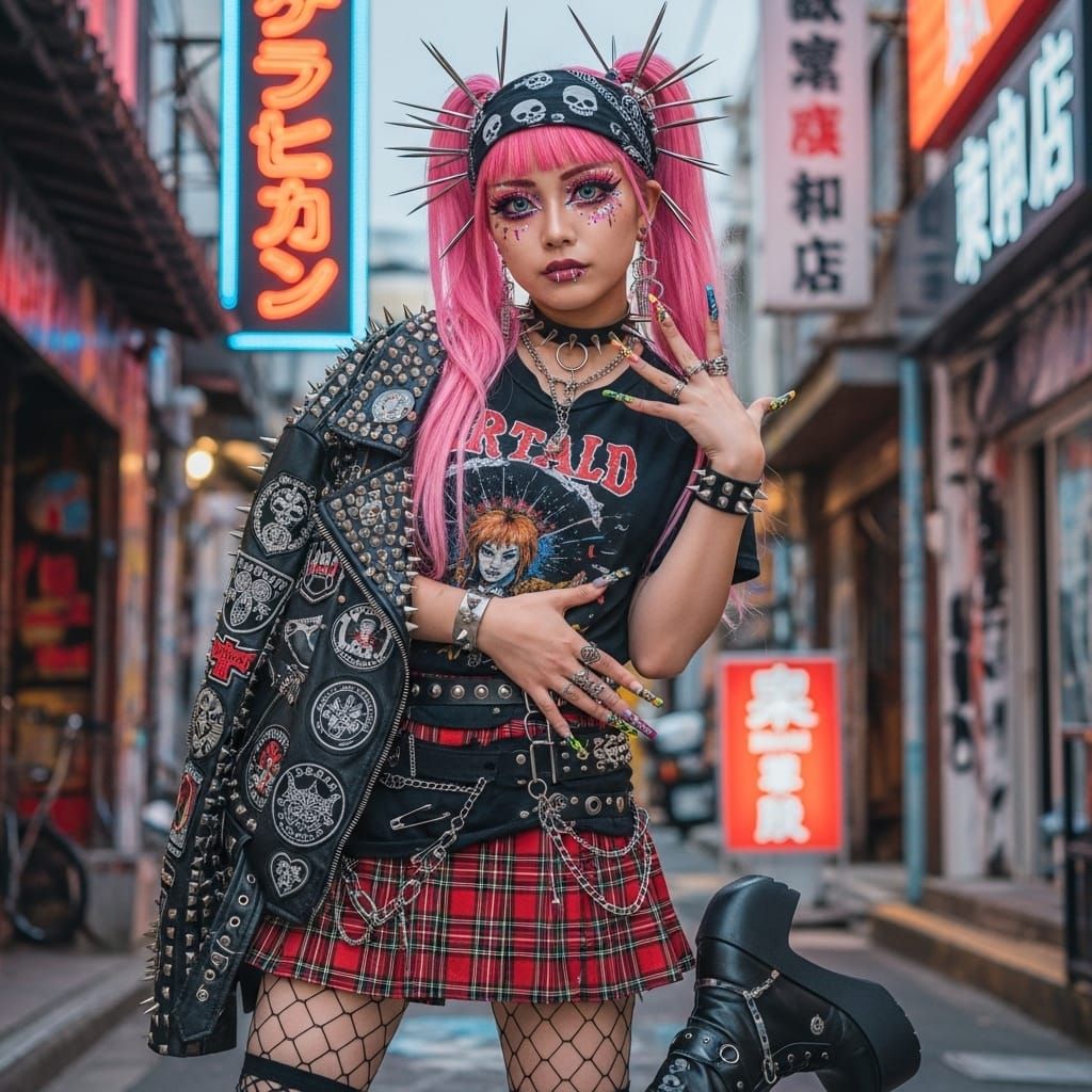 punk gyaru girl in Okinawa, Shibuya and Harajuku style