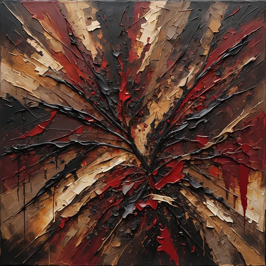 An abstract painting that visually represents the devastatin...