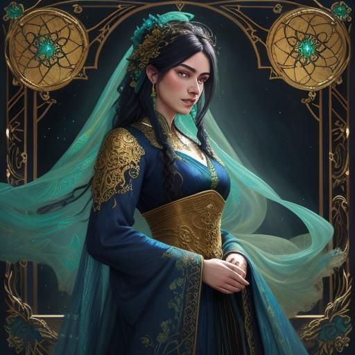 Intricate Gown Concept Art in Vivid Oil Painting