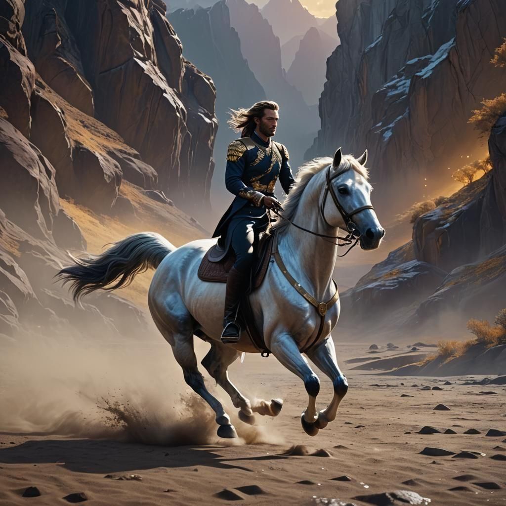 Elegantly Styled Rider on Horse in Modern Style