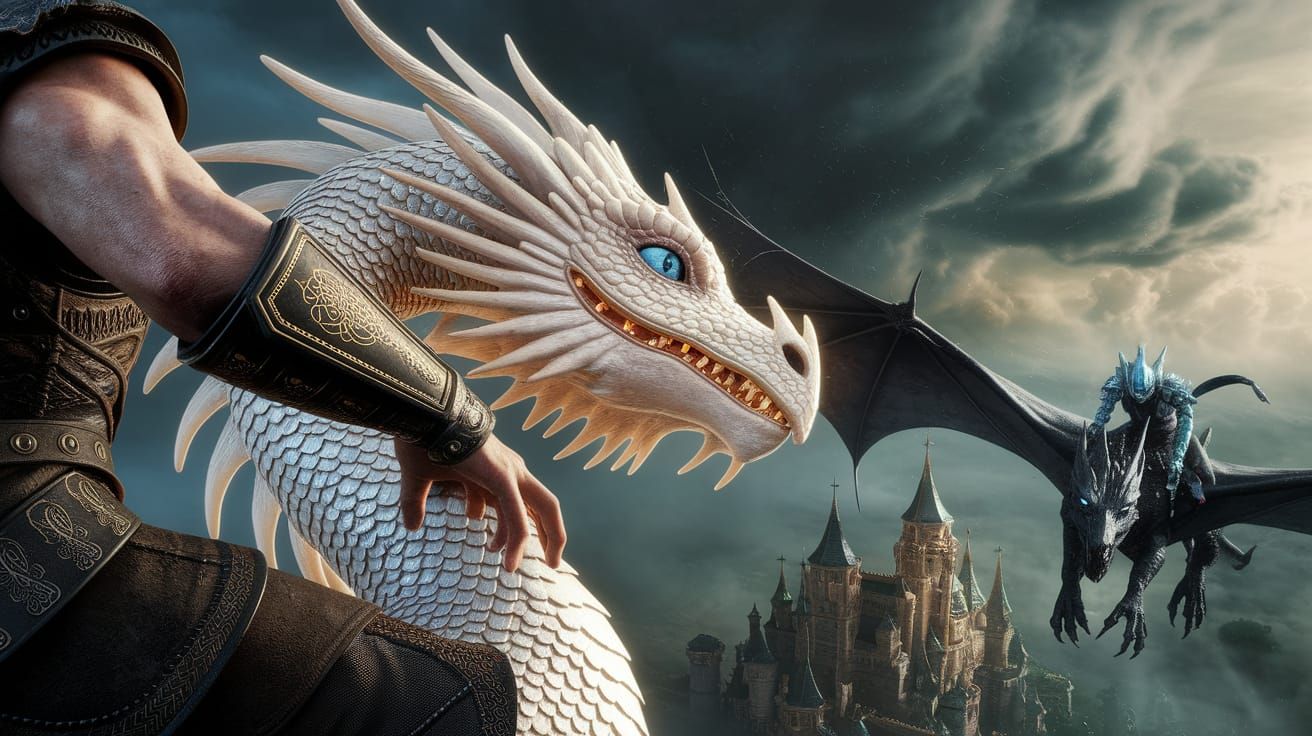 White dragon vs. dark wyvern (0 likes)