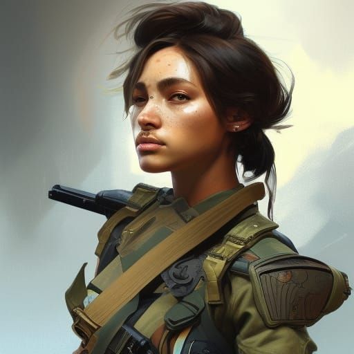 A female solider ready to fight