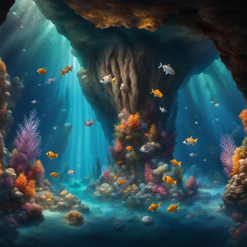 Underwater Crystal Cave - AI Generated Artwork - NightCafe Creator