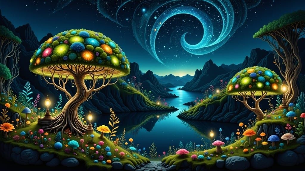 Night landscape <lora:Enchanted craft:1.0> 