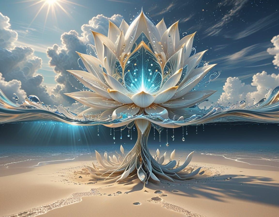 glowing white lotus  by @Heidi25