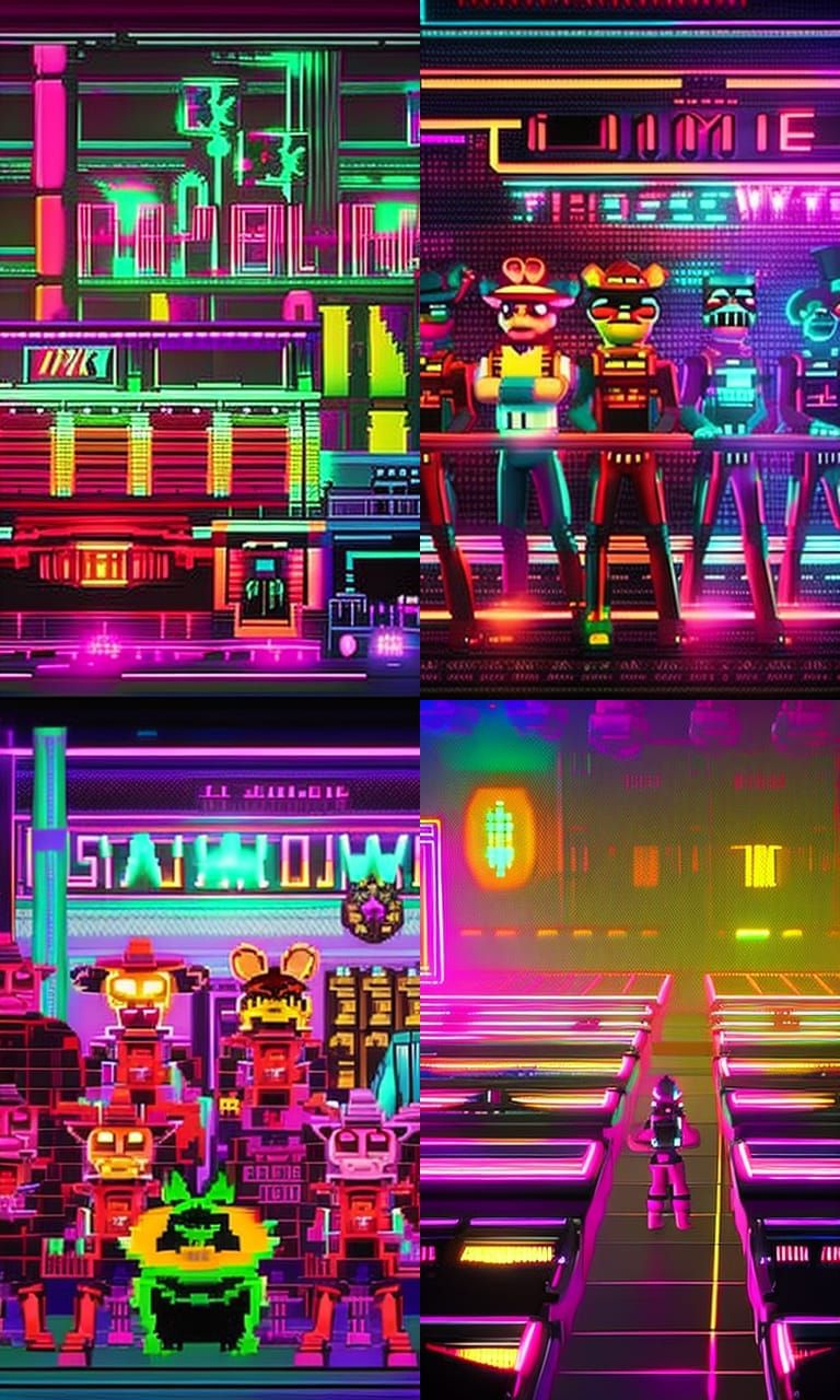 Five Nights at Freddy's synthwave neon retro