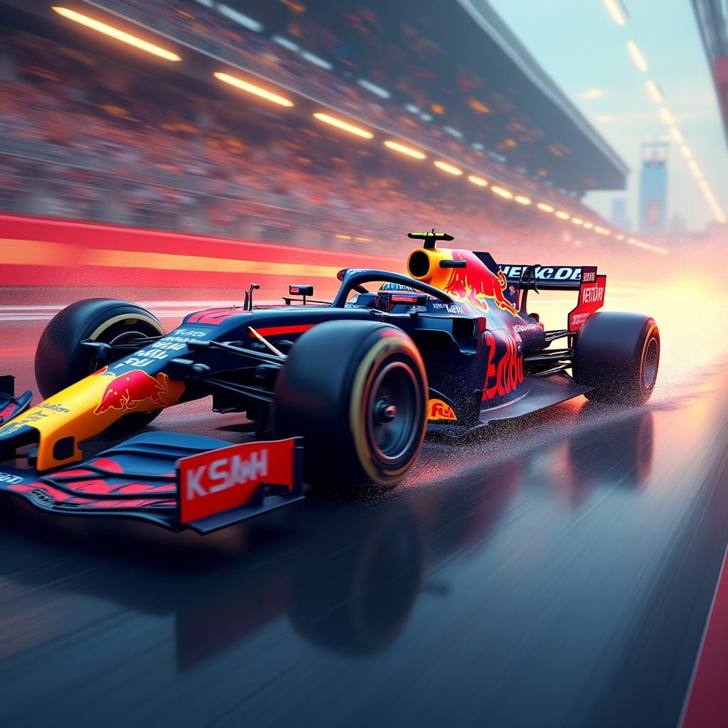 Red Bull Racing Overtaken in Hyperrealistic Splash Art