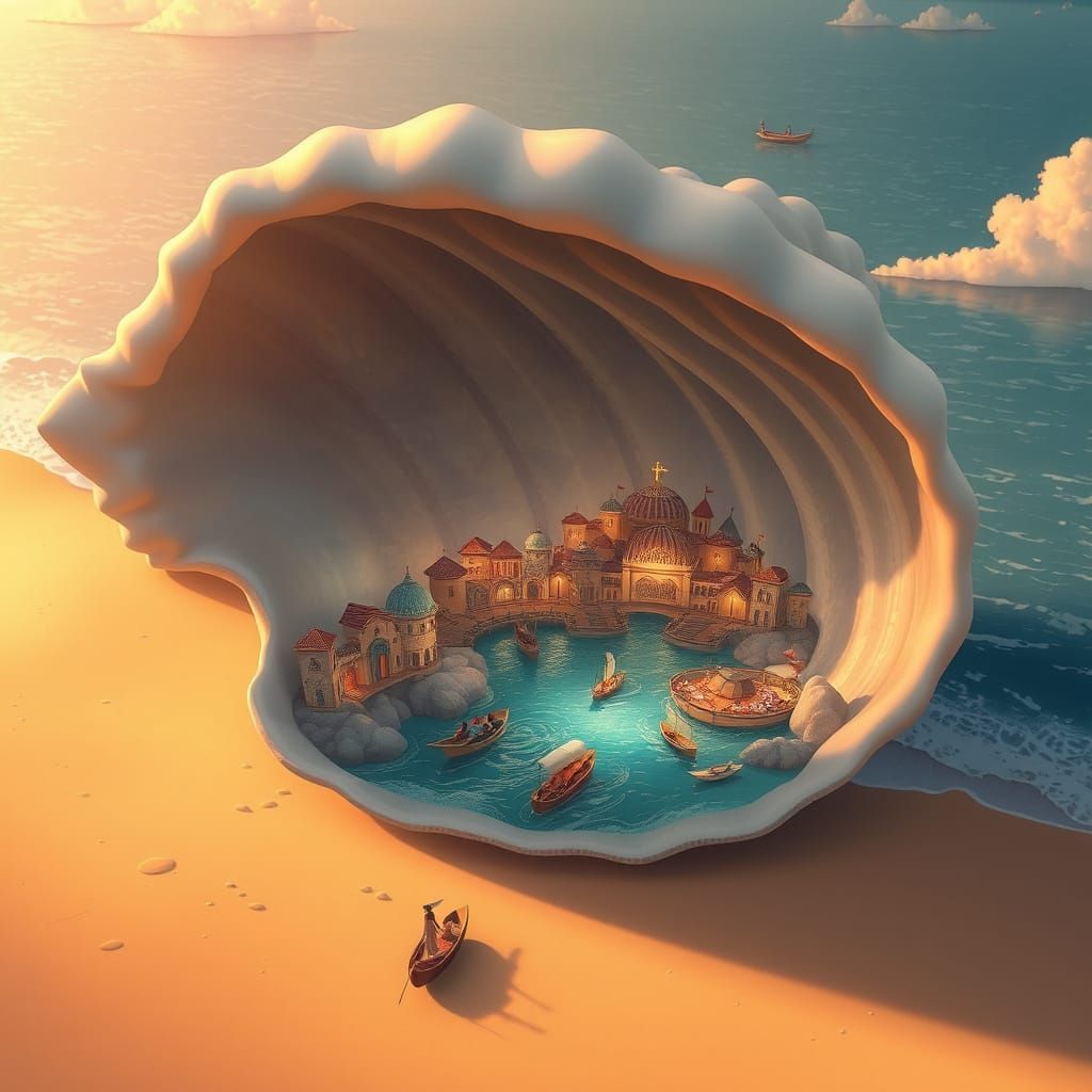 Seashell City in Golden Light: Anime Key Visual