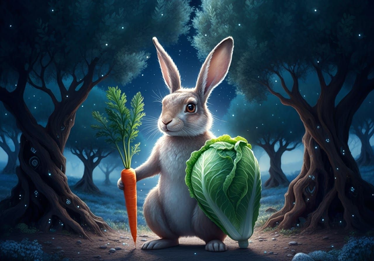 Guardian hare protecting ancient 🇵🇸 🫒 groves (Google Imagen 3.0 - Clarity Upscale 50%)