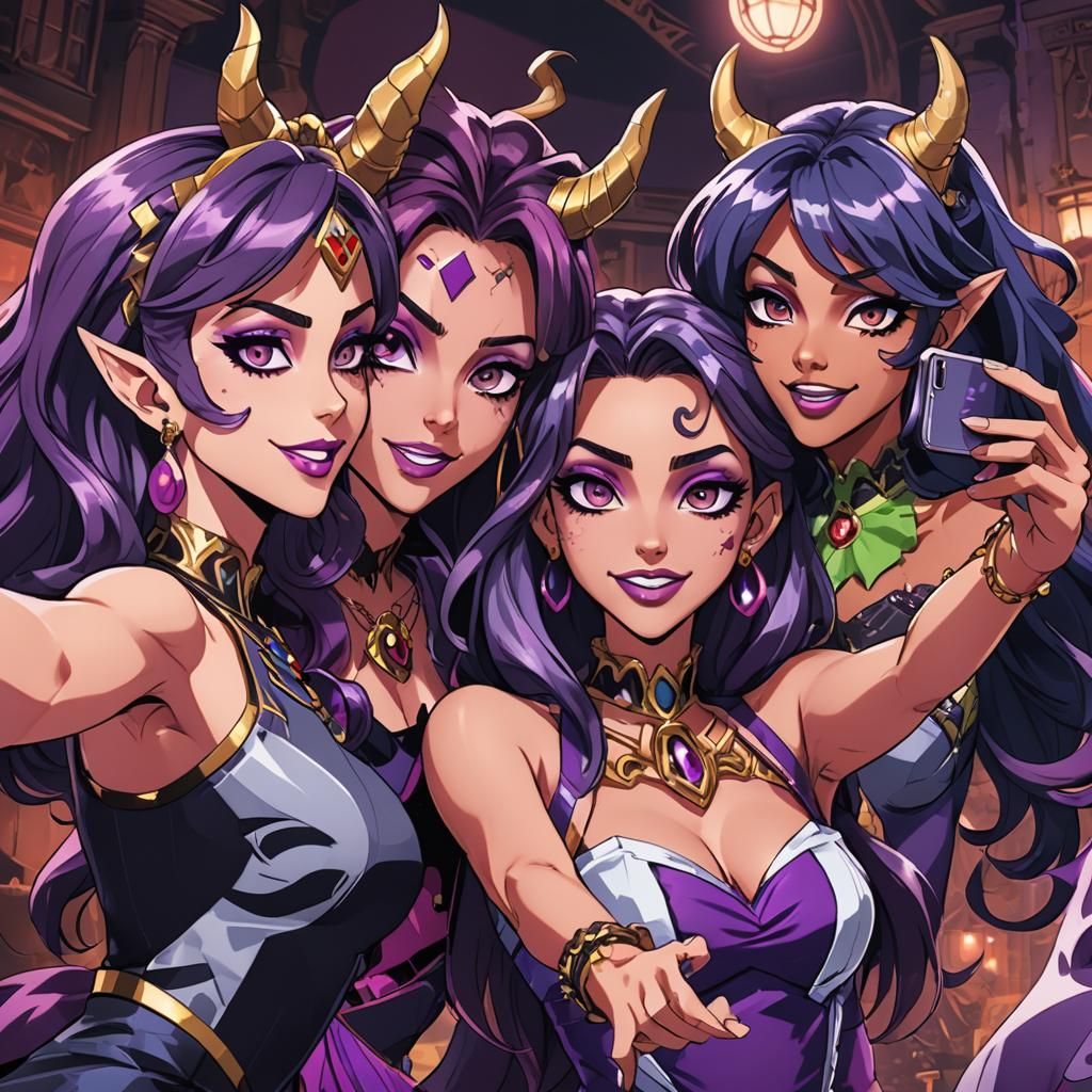 Frankie, Draculora, and Clawdeen taking a selfie together.