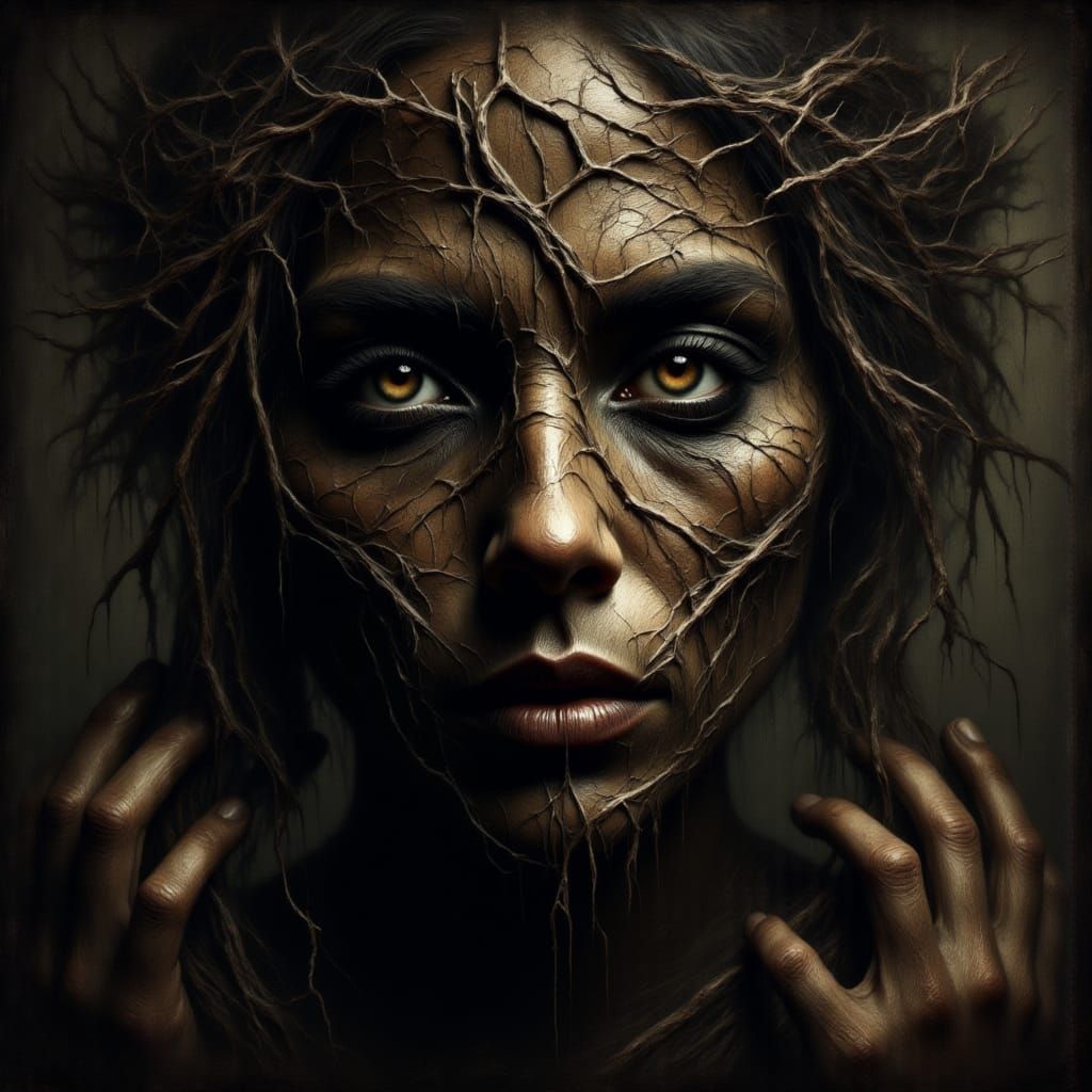 Navajo Shapeshifter Portrait in Dark Fantasy Style