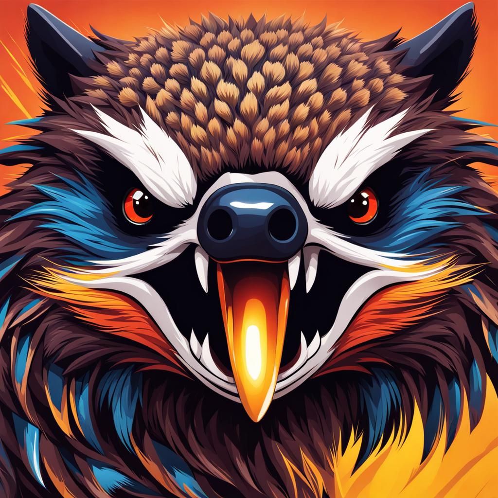 Scary eagle's claws with a cute raccoon's face