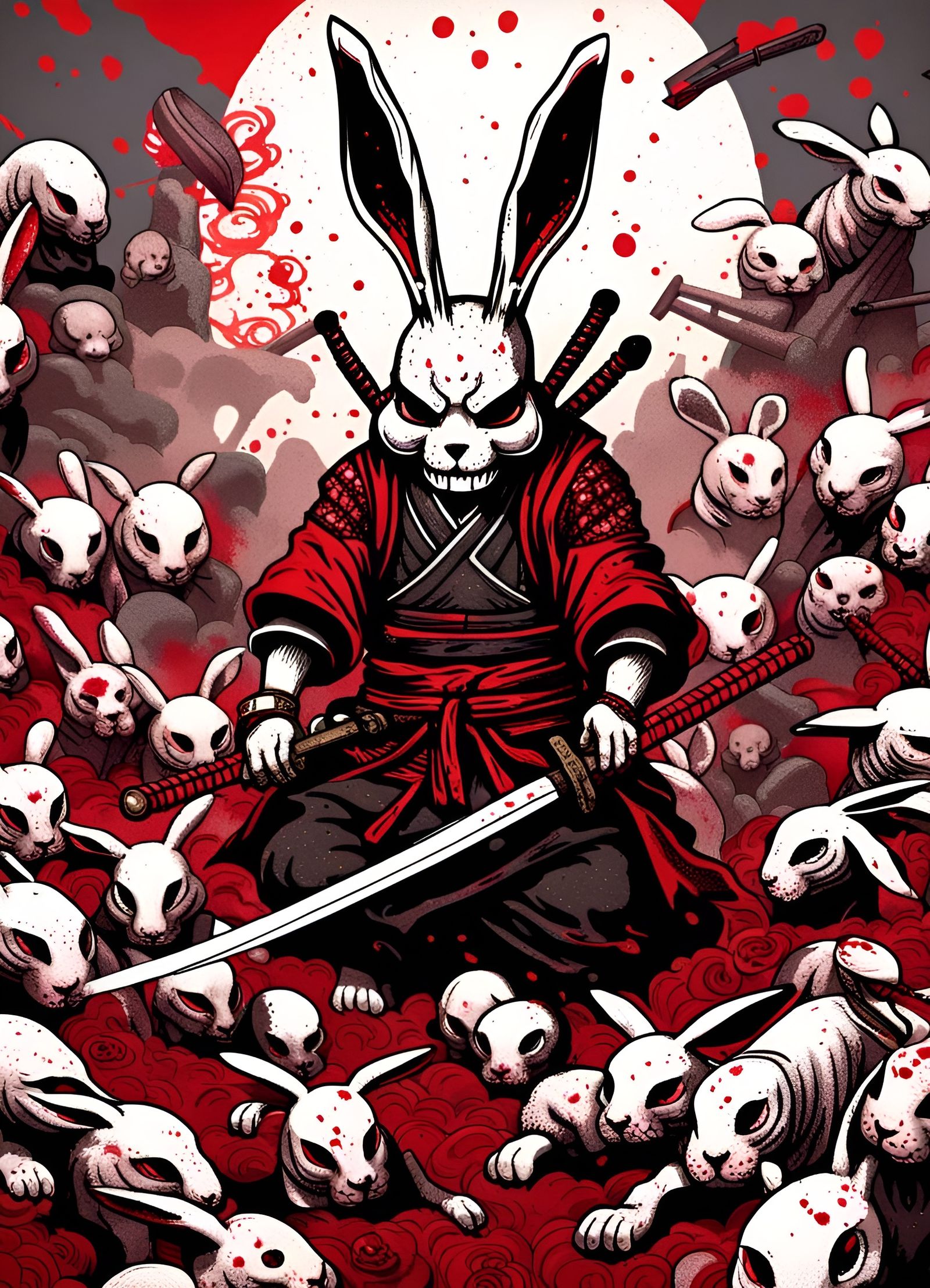 Bloody Samurai Rabbit - AI Generated Artwork - NightCafe Creator