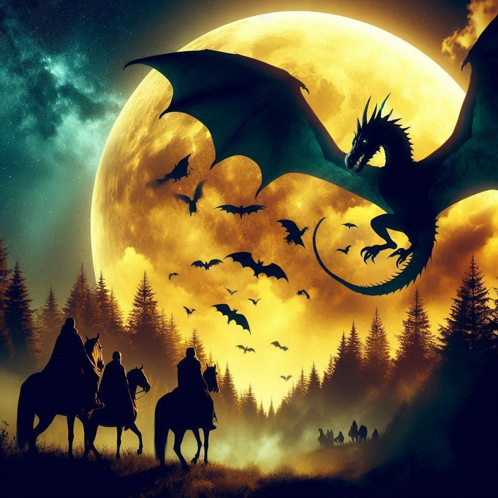 The first flight of the bat Prince under the moon