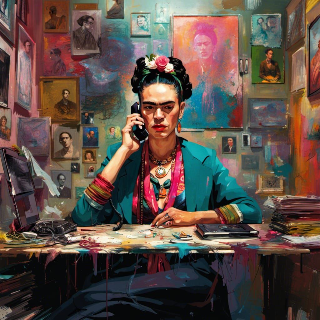 Frida Kahlo Works from Home - AI Generated Artwork - NightCafe Creator