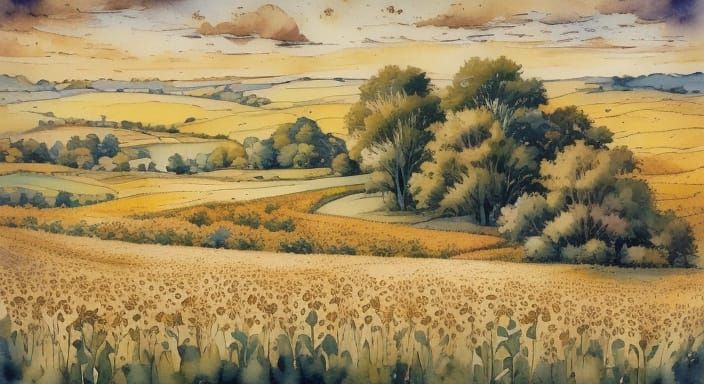 Surreal Countryside Landscape in Leonardo da Vinci's Technic...