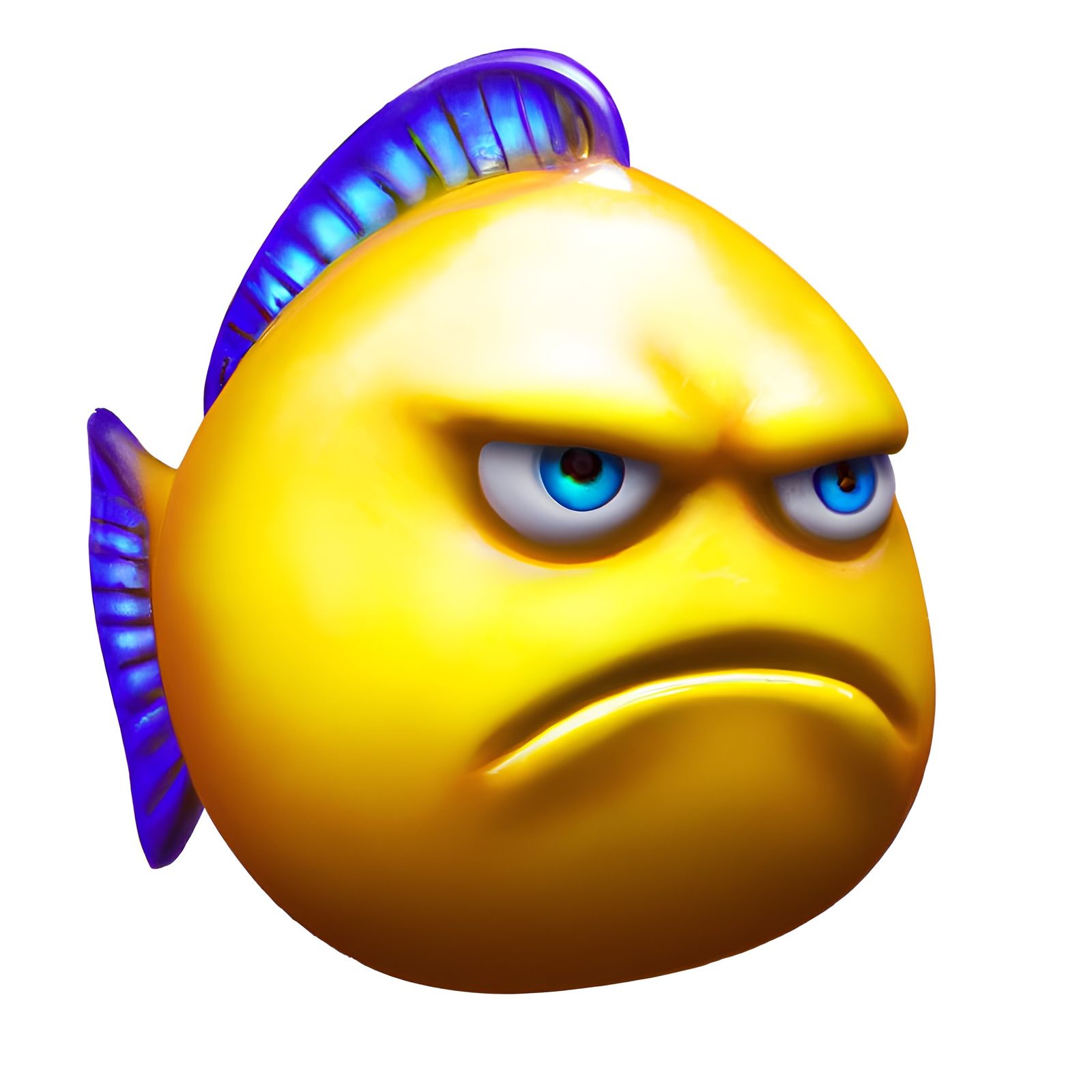 3D Grumpy Fish Emoji