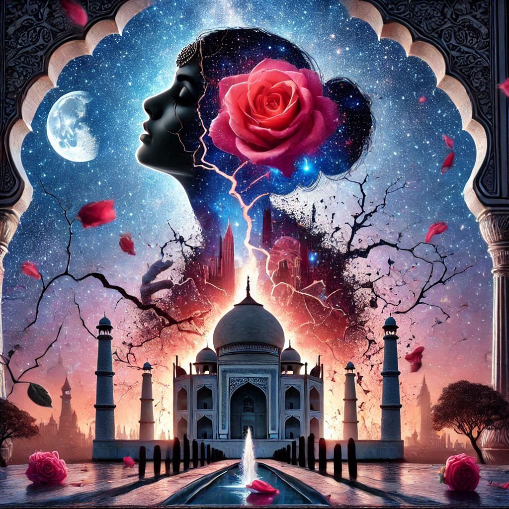 Rose Taj Mahal Indian princess Double exposure