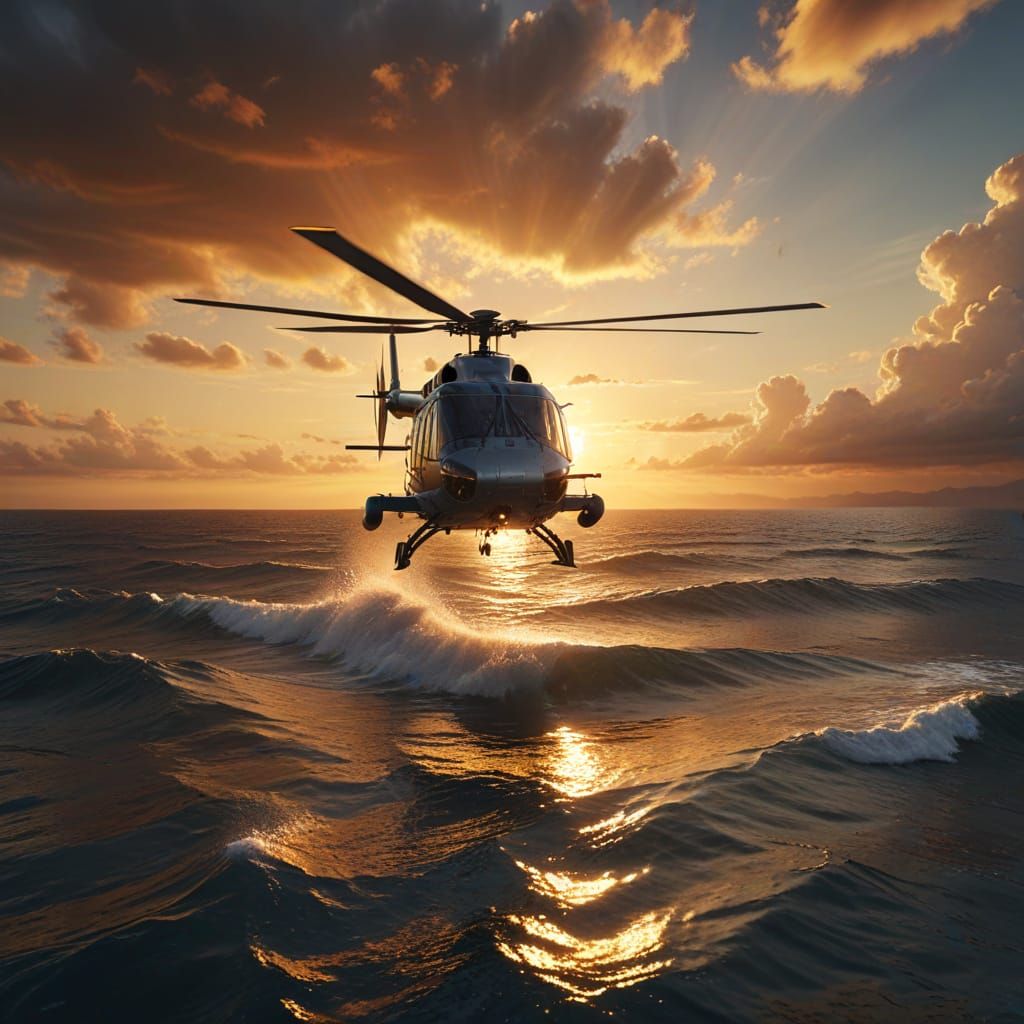 מסוק מעל הים