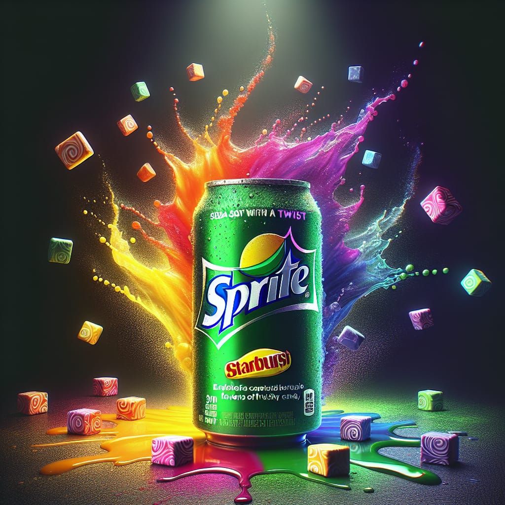 Can of starburst candy flavored sprite soda - AI Generated Artwork ...