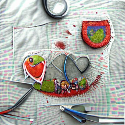 Stitched up heart colourful