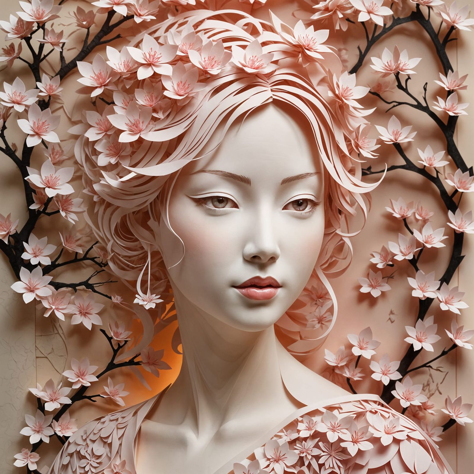 Kirigami portrait of a beautiful woman  by @Alex Sumner