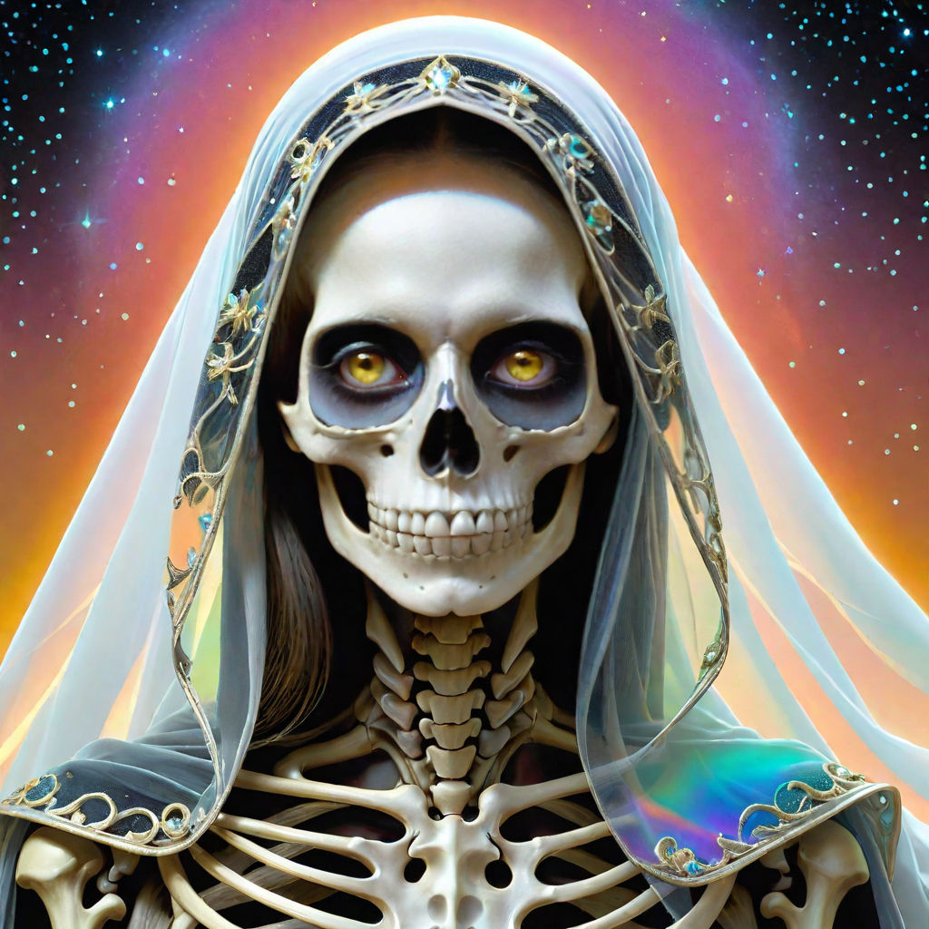 Skeleton bridge with yellow eyes