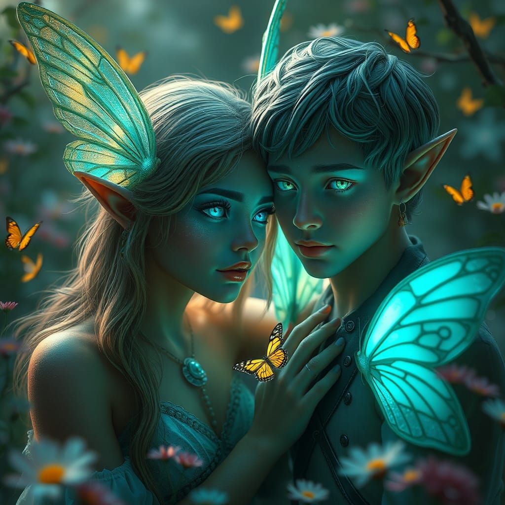 Magical Fairy Lovers in Enchanted Garden