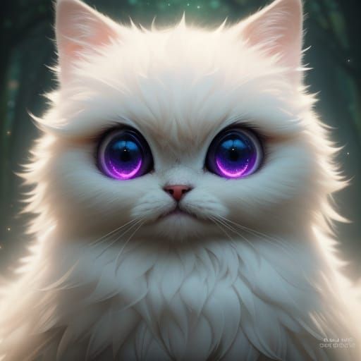 Fluffy Creature with Glowing Eyes in Dreamlike Fantasy Art