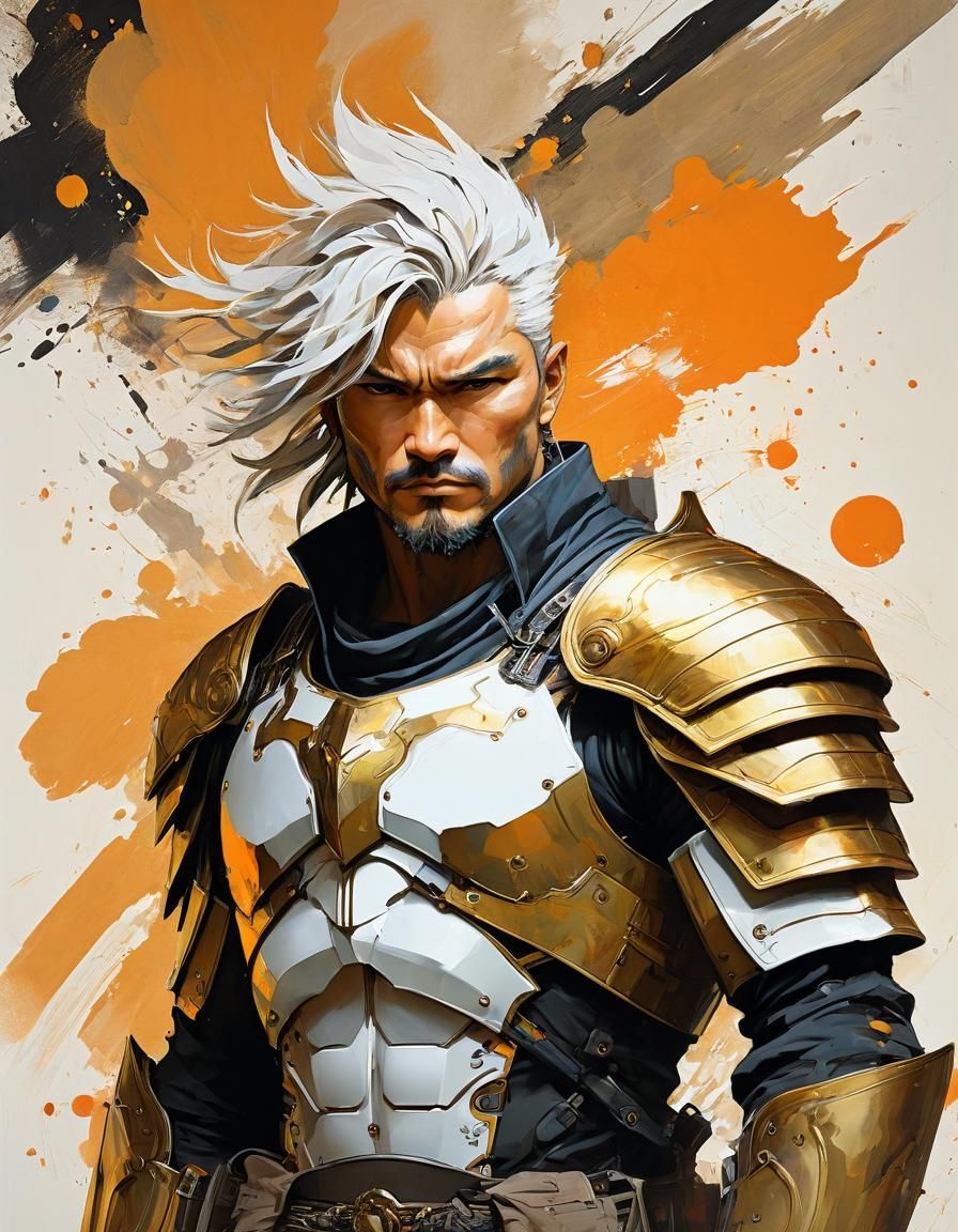 Fantasy Warrior Portrait in Maximalist Style