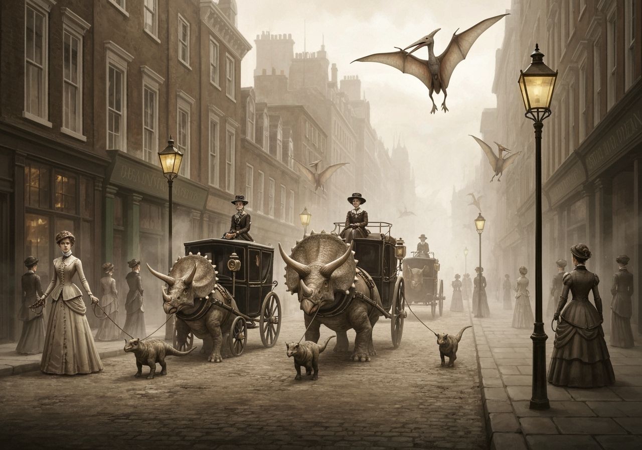 Dinosaurs as Domesticated Animals in Victorian London  by @photon