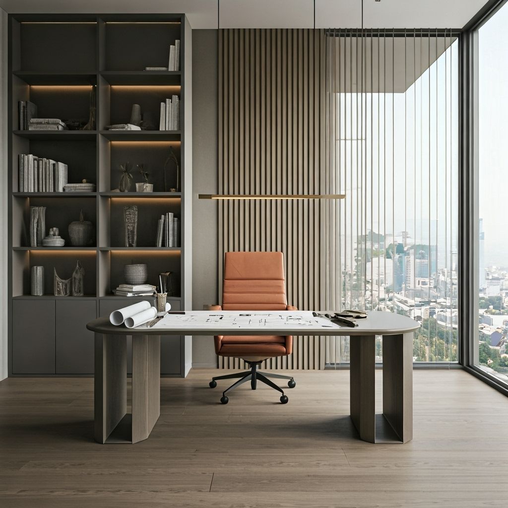 Modern Architect Office Interior in Photorealistic Style