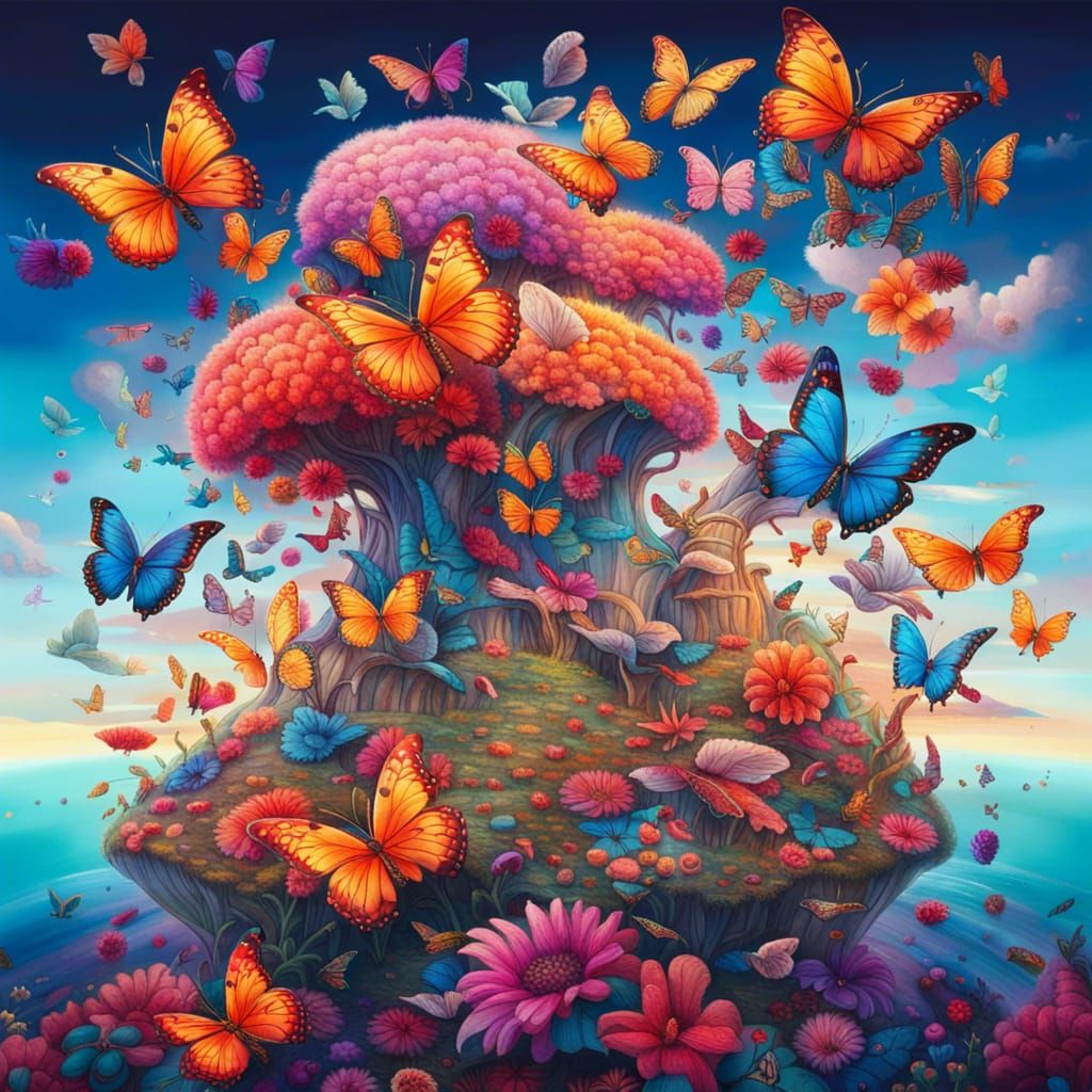 Butterfly Island - AI Generated Artwork - NightCafe Creator