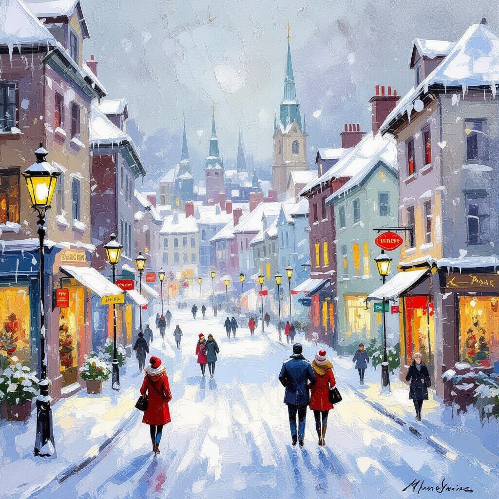 Christmas. Snowy city.