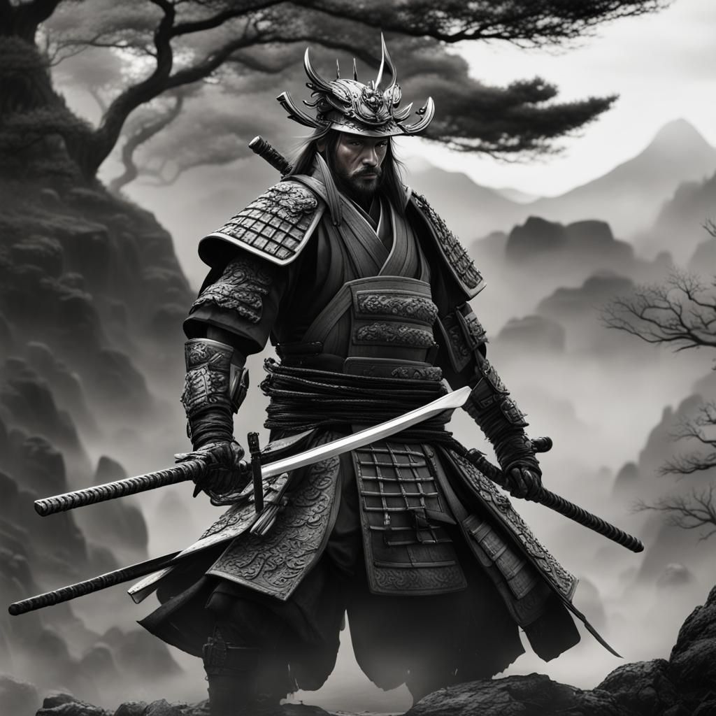 Badass Samurai in Black and White - AI Generated Artwork - NightCafe ...
