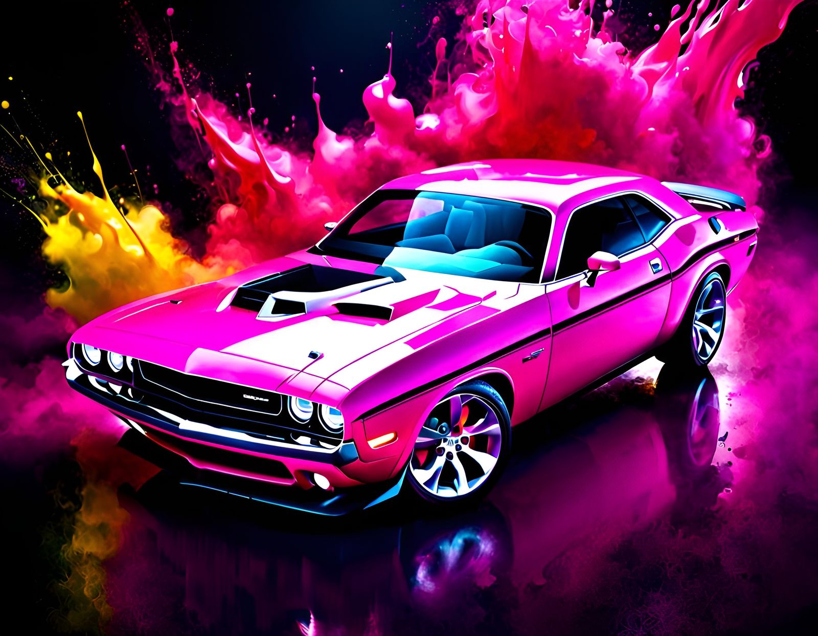 Pink Dodge Challenger AI Generated Artwork NightCafe Creator