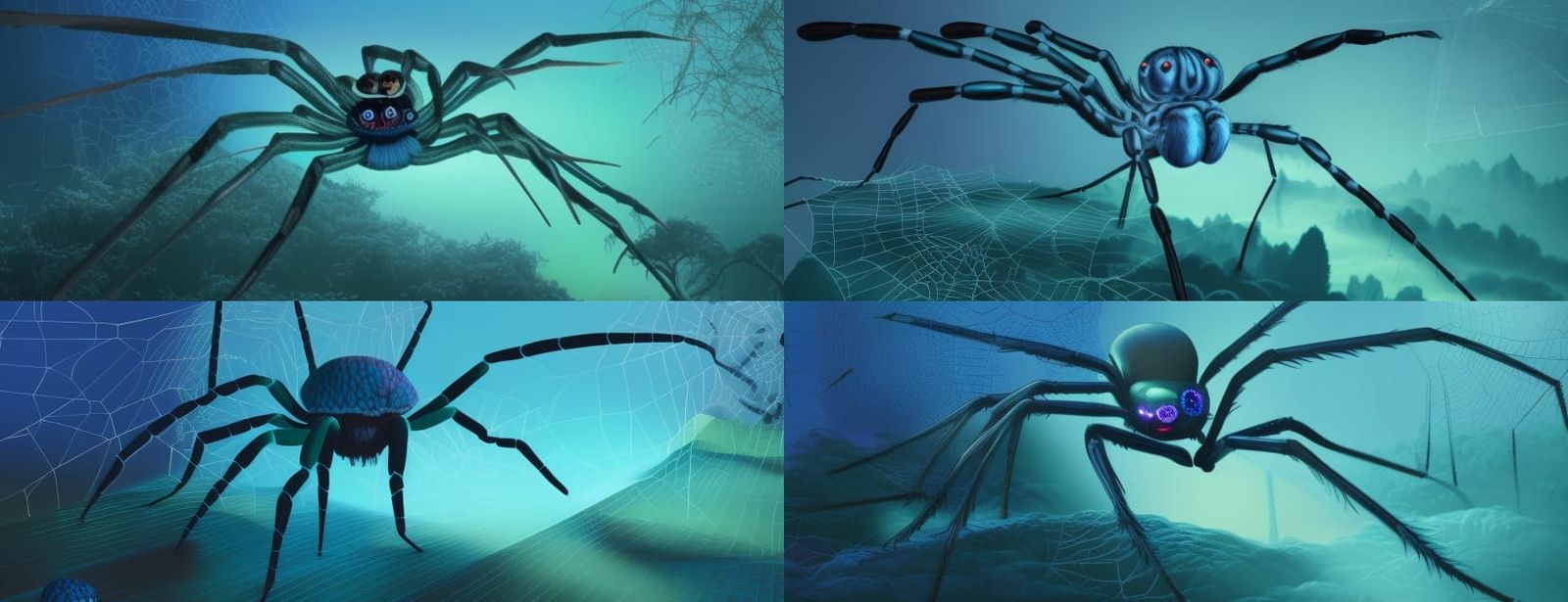 giant spider covered in blue fungus hyperdetailed horror - AI Generated ...