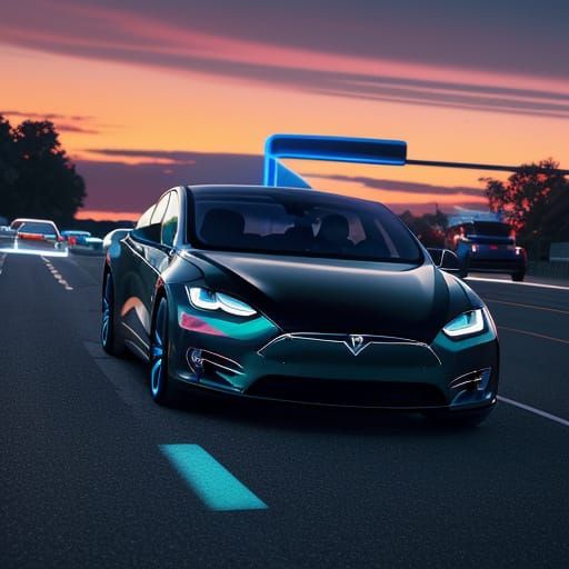 Electric Teslas Towing the White House in Futuristic Style