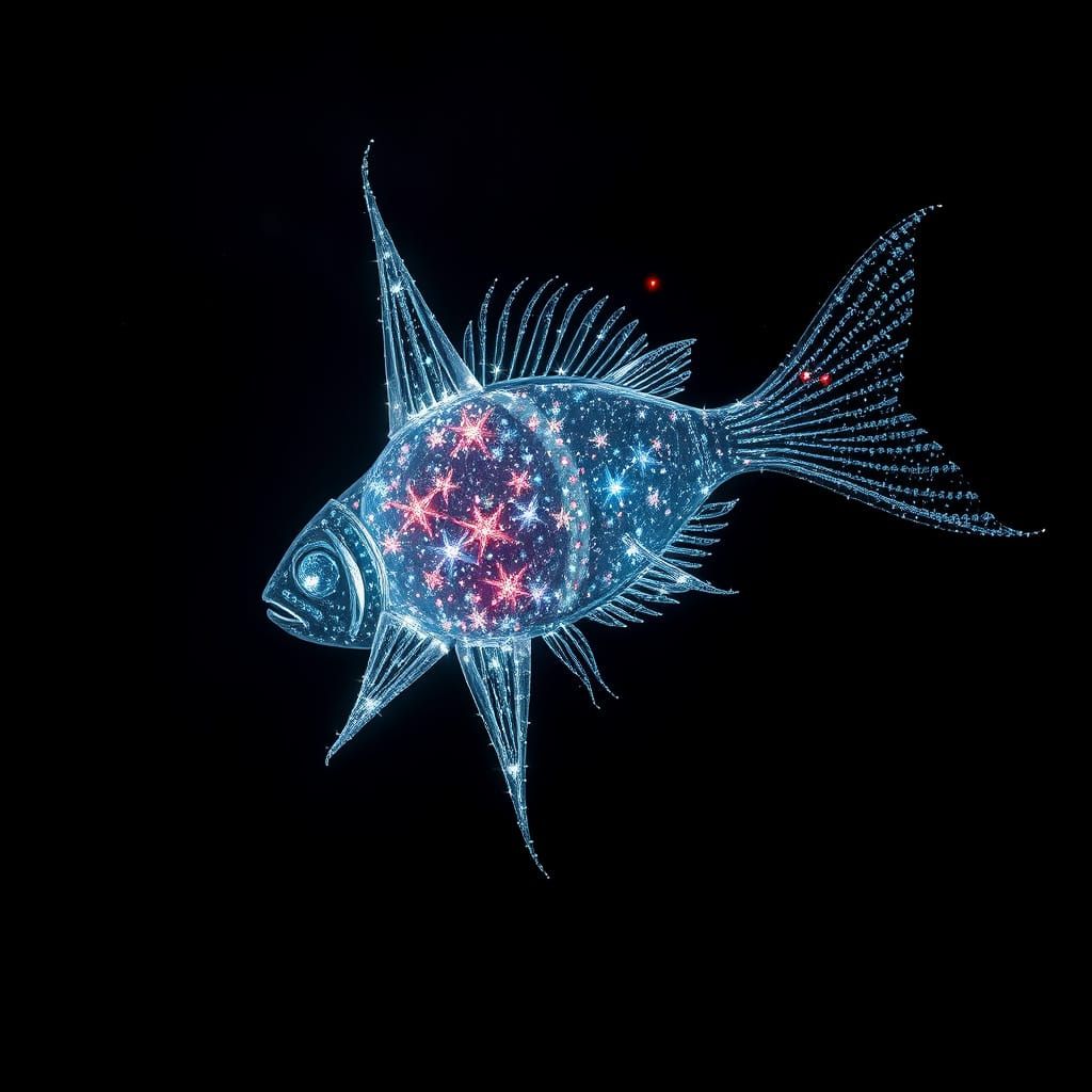 Surreal Star-Fish Alien in Dark Cosmic Space