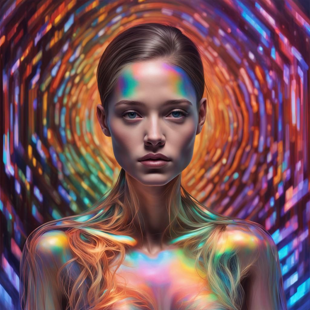 Holographic Portrait Art - AI Generated Artwork - NightCafe Creator