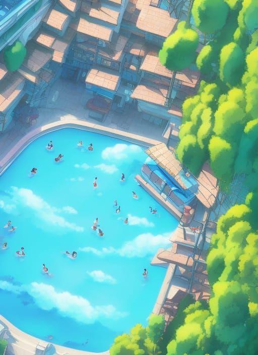 Crowded Neighborhood Pool