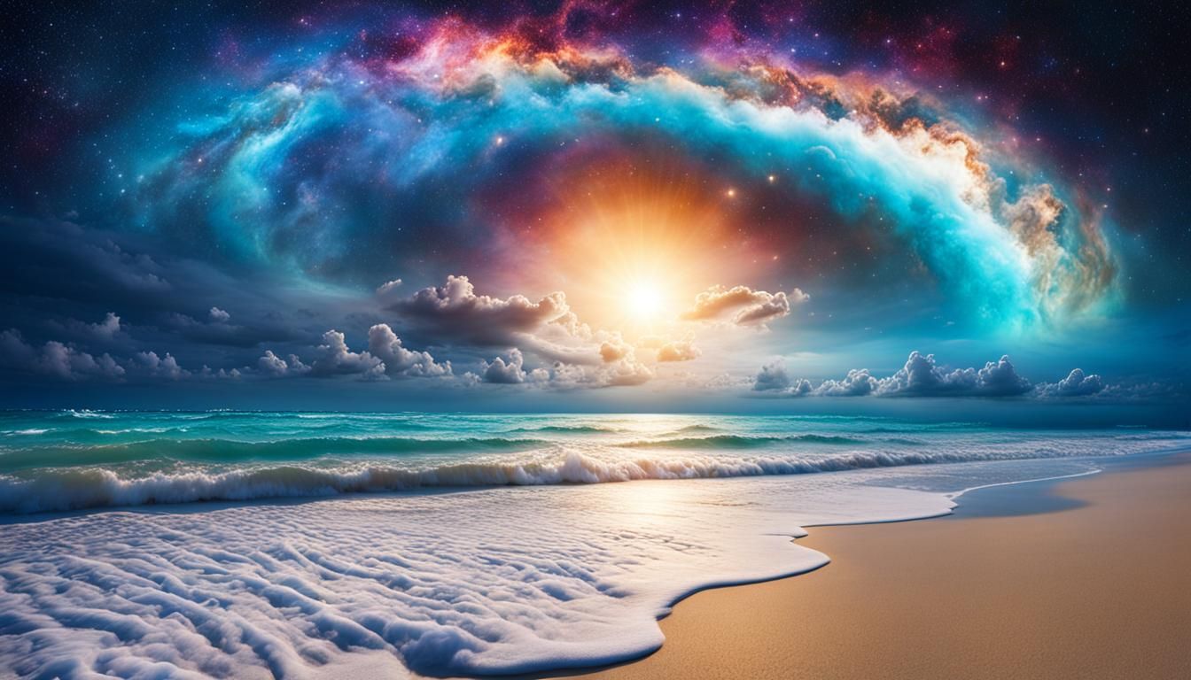 Cosmos over the Beach  by @ImaginatorLucy