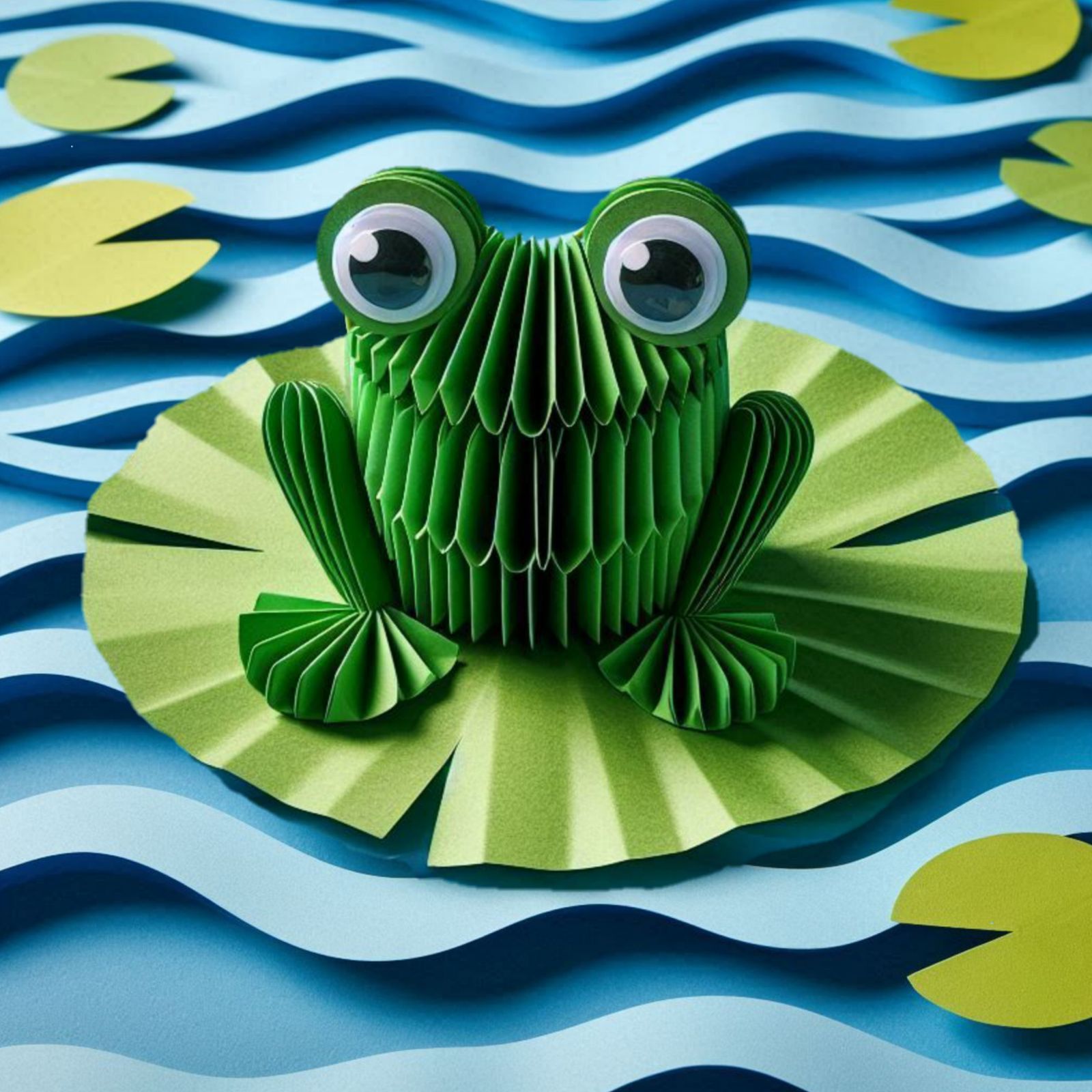 Accordion Frog on a Lily Pad