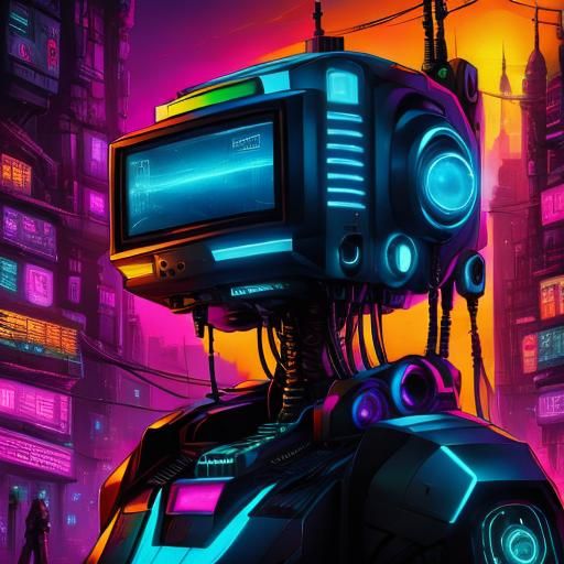 <lora:Murraypunk SD15:1.0> A robot connected to green circuits, hacker circuits behind it, falling into technoir wormhole, thin delicate com...