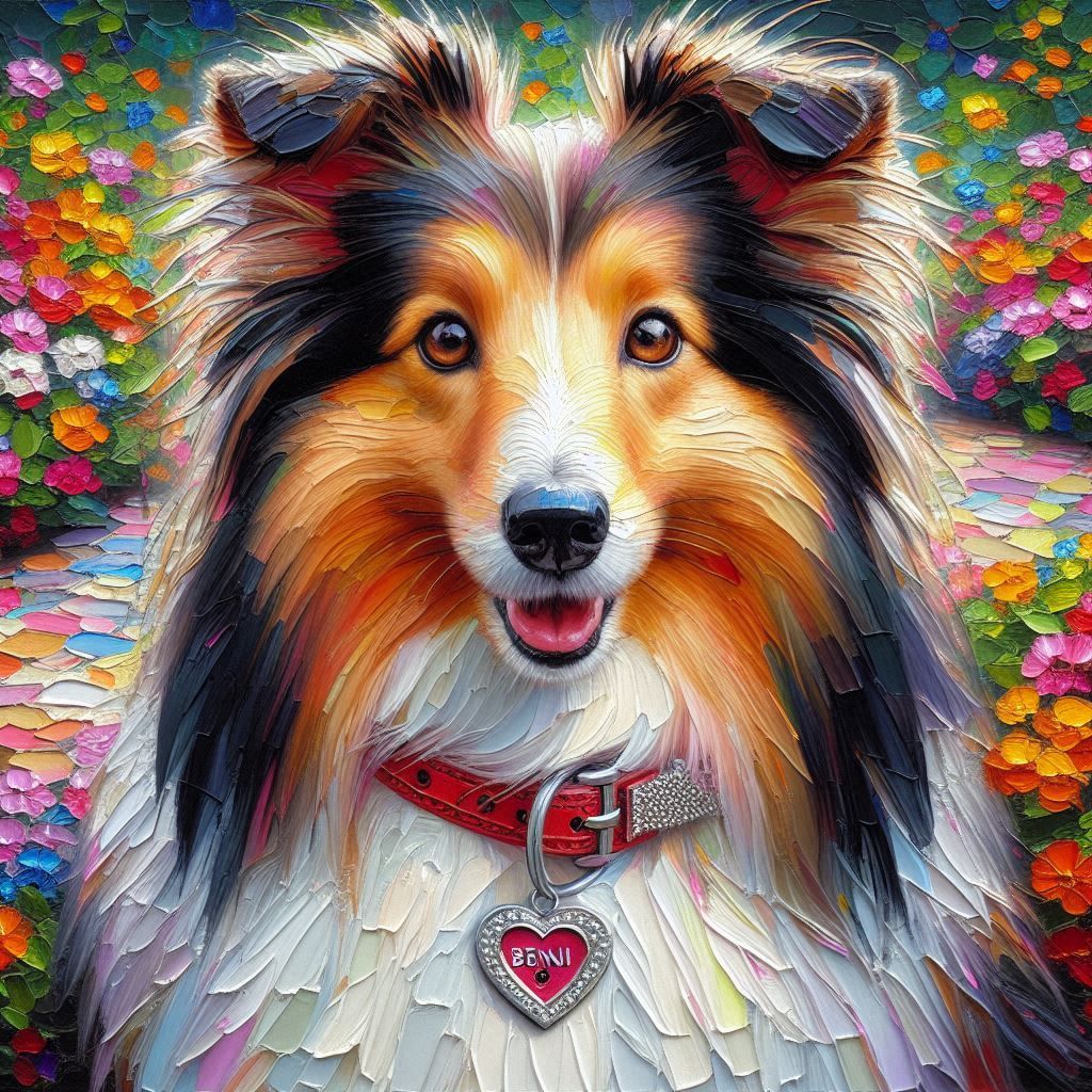My sheltie Benji in Textured Oil painting