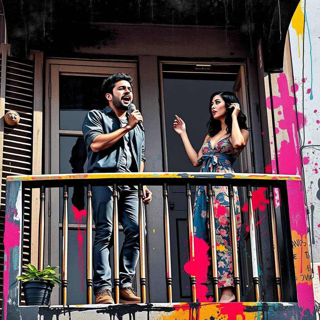 Singing Man Surprised by Love's Radio Revelation in Vibrant ...