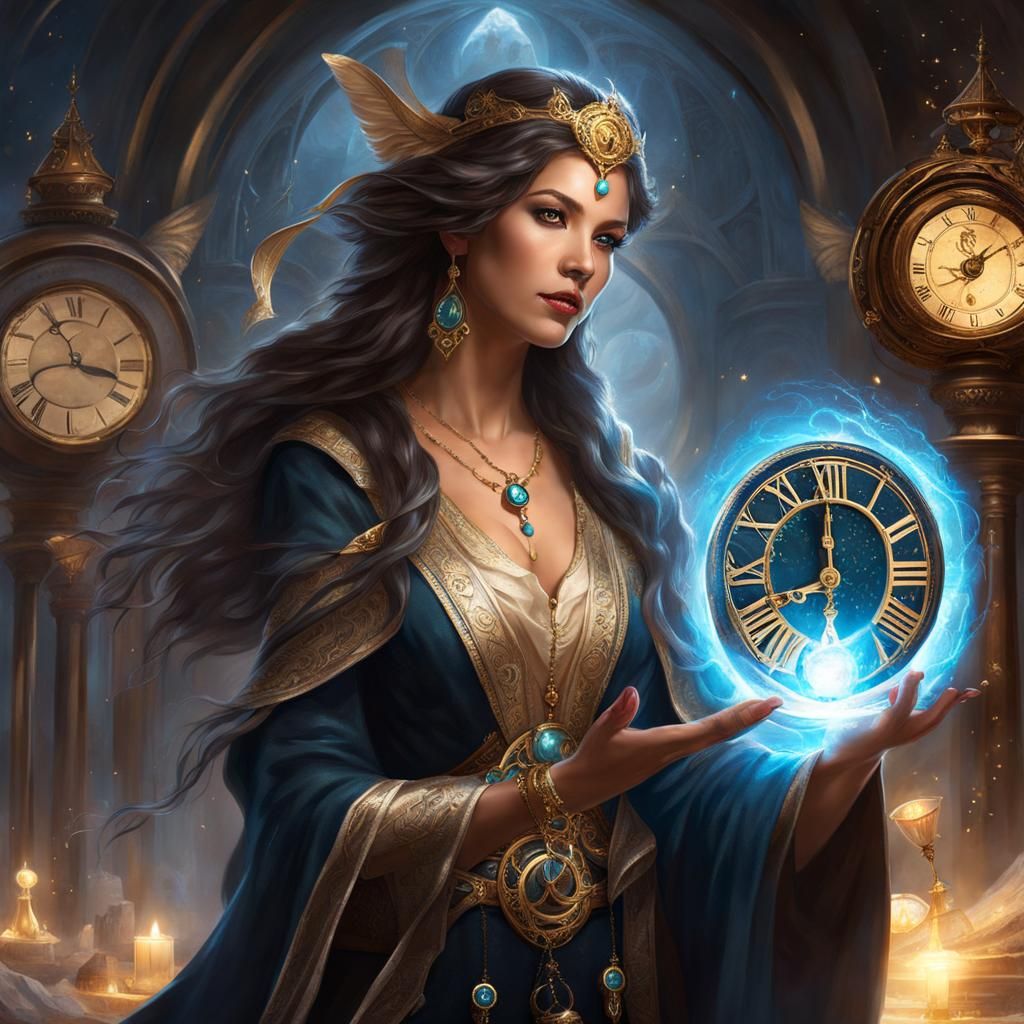 Time-Weaving Sorceress: casting spells that distort and manipulate time ...